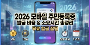 2026년 모바일 주민등록증 발급 비용 및 소요시간