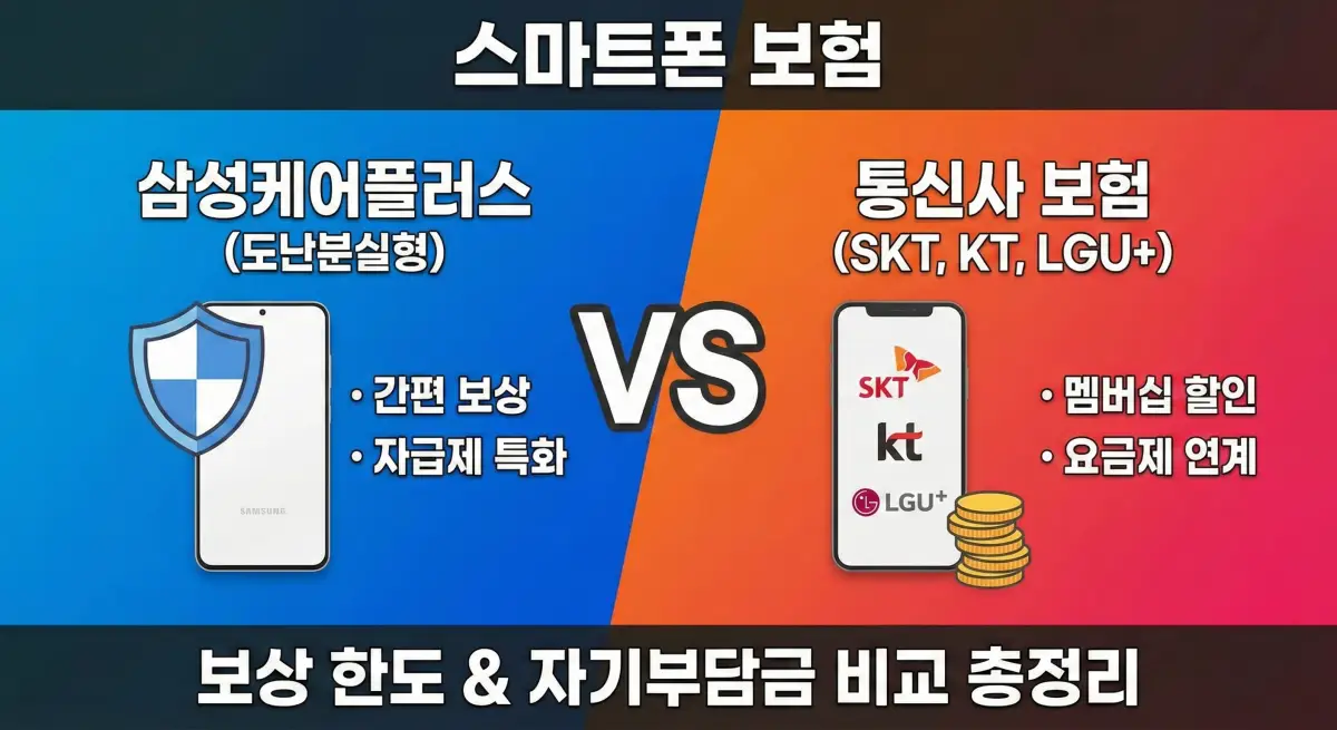 스마트폰 보험 보상 한도 비교: 삼케플 도난분실형 vs 통신사 보험